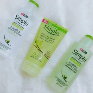 [bộ 3 thần thánh] nước tẩy trang- nước hoa hồng -sữa rửa mặt simple hàng chính hãng
