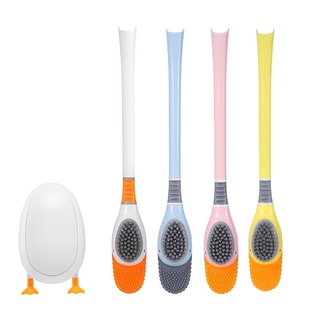 [Mã 44LIFESALE giảm 10% đơn 99K] Bàn chải vệ sinh toilet bằng silicone hình chú vịt kèm hộp đựng tiện dụng