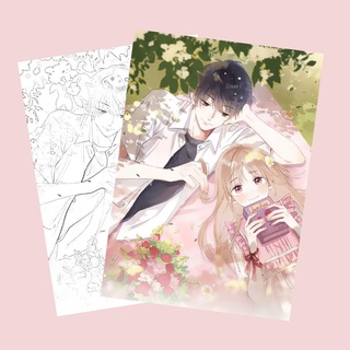 Tranh tô màu VỤNG TRỘM KHÔNG THỂ GIẤU TÌNH YÊU THẦM KÍN tập bản thảo phác họa manhua anime chibi