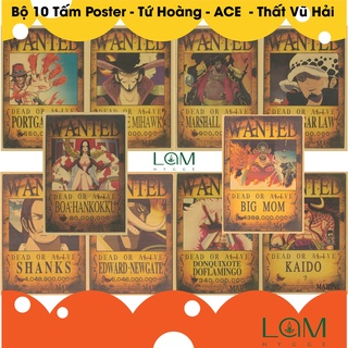 Bộ 10 Poster Wanted Lệnh Truy Nã One Piece Gồm Tứ Hoàng, ACE Và Thất Vũ Hải Với Mức Tiền Đã Được Update Mới Nhất, Khổ A4