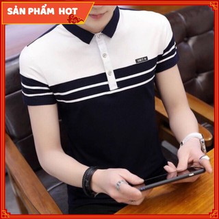 Áo Thun Nam Có Cổ VNXK (Đen - Xám)