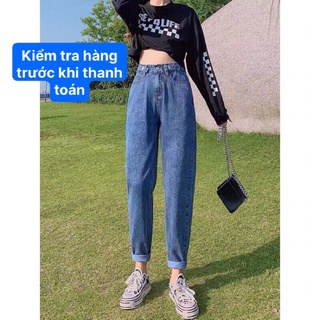Quần jean bò baggy nữ cạp cao hàng Quảng Châu phong cách Hàn Quốc sành điệu style năm 2021
