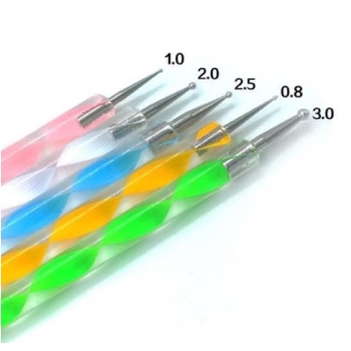 Set chấm bi 5 cây 2 đầu 5 màu 5 size
