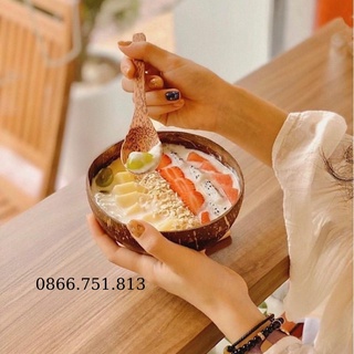 [Combo] - Chén / Bát gáo dừa + Muỗng gỗ dừa