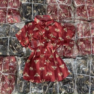 áo sơ mi tay ngắn in họa tiết con ong sang chảnh