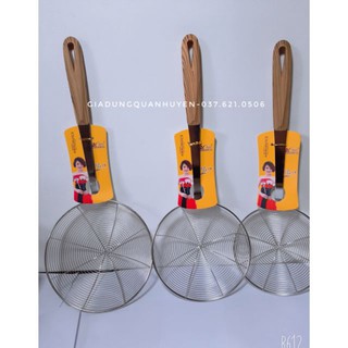 Chao, vợt ăn lẩu vớt thức ăn inox cán gỗ hàng dày cao cấp TA