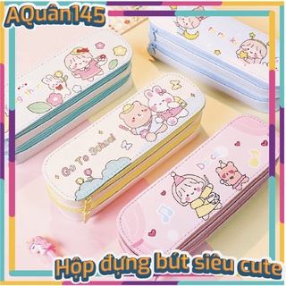Hộp Bút Hai Ngăn Da PU Anime Phong Cách Nhật Bản, Dung Tích Lớn