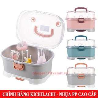 [CÓ NẮP ĐẬY + QUAI XÁCH] Khay up bình sữa Kichilachi nhựa PP cao cấp, giá up bình sữa an toàn cho bé