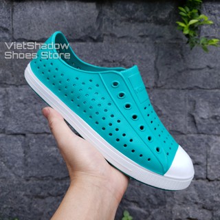 Giày nhựa siêu nhẹ nam nữ - Chất liệu nhựa xốp siêu nhẹ, không thấm nước - Màu xanh lơ viền trắng