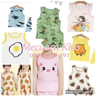 [90-160] Áo ba lỗ sát nách cotton/cotton xước/cotton giấy cho bé/bé trai/bé gái xuất Hàn dư xịn đáng yêu kute