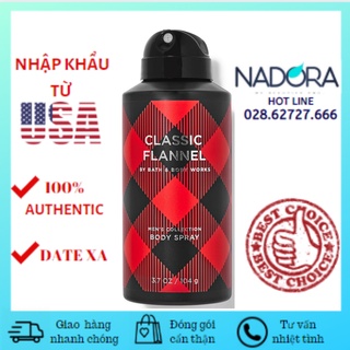 Xịt Thơm Toàn Thân Cho Nam Bath &amp; Body Works - Classic Flannel Body Spray (104g)