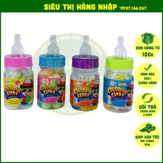 [4 loại kẹo] Kẹo bình sữa tuổi thơ Colorful Candy HongKong, kẹo đồ chơi ăn vặt cho bé ngon rẻ