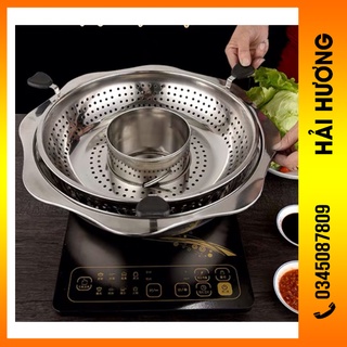 Nồi lẩu xoay Inox kiểu dáng Hàn Quốc ăn lẩu tiện lợi siêu bền rẻ dễ sử dụng nồi lẩu dùng cho bếp từ, nồi lẩu nâng lên