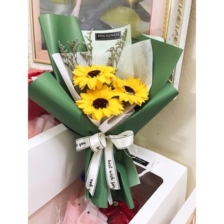 Sỉ Set hoa sáp Hướng Dương 3 bông