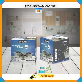 Bộ 3 nồi inox Unilife🇷🇺FREESHIP🇷🇺Bộ nồi 5 lớp