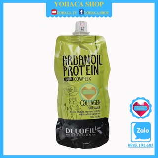 [Tặng Mũ] HẤP PHỤC HỒI DƯỠNG ẨM COLLAGEN DELOFIL ARGAN OIL - PROTEIN - MAGIC COMPLEX 500ml Túi