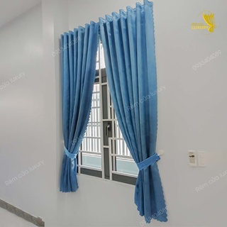 Rèm cửa dán tường, rèm cửa sổ 1 lớp màu xanh biển dịu mát