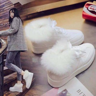 Giày thể thao trắng cổ lông (kèm ảnh thật cuối)