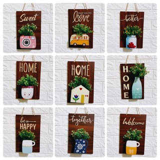 Bảng gỗ trang trí, décor, treo tường OHAY – Bình hoa tháo rời đc – Tổng hợp  (Tặng móc treo, hoa)