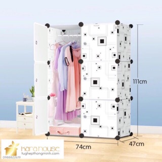 TỦ NHỰA LẮP GHÉP 6 Ô SIZE SÂU 47cm. Tặng kèm móc treo đồ.