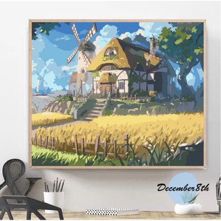 Tranh Sơn Dầu Số Hóa Tự Tô December8th Nông Trang Cối Xay Gió NTG