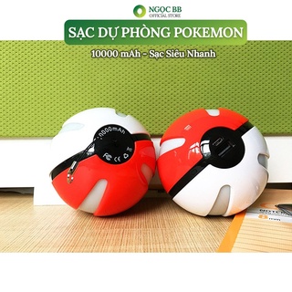 Sạc Dự Phòng 10.000mA Hình Quả Bóng Pokemon Có Gắn Đèn ( Tặng Kèm Dây Sạc )