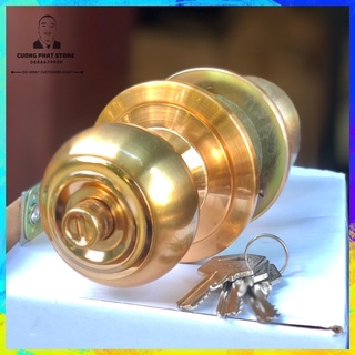 Khoá nắm tròn RAIQUEE quả nắm tròn màu vàng bóng cho cửa WC Bảo Hành 2 năm