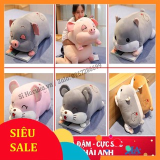 Gấu bông gối ôm thú vải nhung co giãn