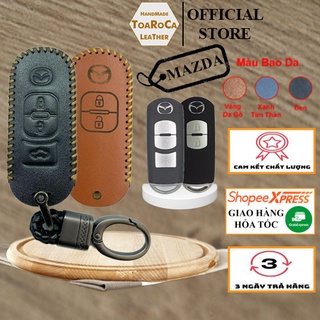 Bao da chìa khóa ô tô mazda 2-3-6,cx6,cx5,cx8(loại 2,3 nút) handmade da bò thật 100% Toaroca chống trầy,rơi,vỡ