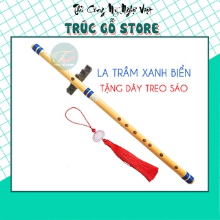 Sáo trúc chuẩn âm tone La Trầm tặng dây treo ngọc bội màu đỏ