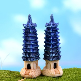 Mô hình toà tháp xanh trang trí tiểu cảnh hồ cá, terrarium