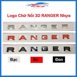 Logo, lô gô chữ nổi dán capo 3D trang trí xe RANGER đủ màu đen đỏ bạc tùy chọn
