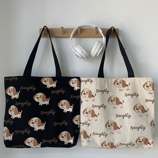 Túi tote túi vải canvas HAPPY phong cách Hàn quốc, có khóa miệng ngăn phụ bên trong tiện dụng-Haka store