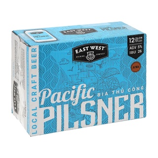 Thùng 12 lon bia East West Pacific Pilsner 330ml