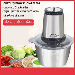 Máy Xay Thịt Đa Năng Loftydom 2L Chính Hãng Chất Liệu Inox 304 Cao Cấp, Dao 4 Lưỡi Sắc Bén Tiện Dụng Xay Sinh Tố,Rau,Đá
