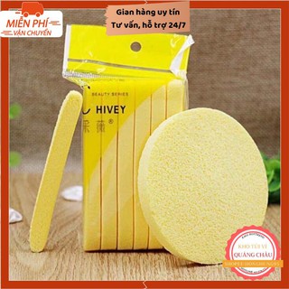 Mút Rửa Mặt FREESHIP Bông Nở Rửa Mặt Chivey 12 miếng Miếng Mút Rửa Mặt Bọt Biển Dạng Nén (Gói 12 thanh)