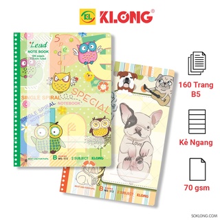 Vở lò xo đơn kẻ ngang B5 160 trang dễ lật Lead KLong MS 572