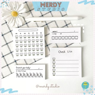 Giấy note ghi chú check list quản lý thói quen tập thể dục, uống nước, sinh hoạt hàng ngày