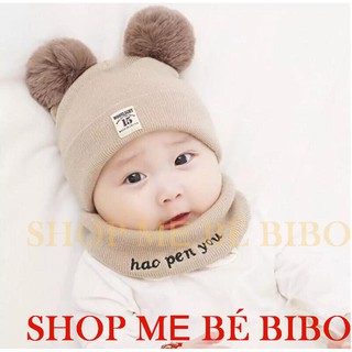 NÓN LEN KÈM KHĂN CHOÀNG CỔ CHO BÉ ( 5 THÁNG - 4 TUỔI)