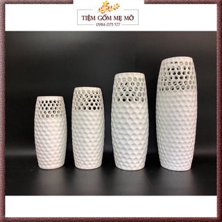 Bình Lọ cắm hoa men trắng Bát Tràng - Bom lỗ tổ ong