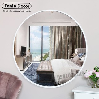 Gương viền màu trắng treo tường cao cấp
