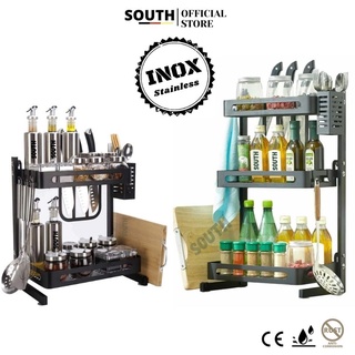 Kệ gia vị đa năng INOX phủ sơn tĩnh điện Đen KGV-007, kệ bếp cao cấp (2 Tầng, 3 Tầng) Loại Dày