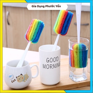 Cây cọ rửa ly cốc, bình sữa 7 màu tạo bọt tiện lợi
