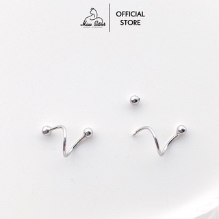 Bông tai nữ Miuu Silver, khuyên tai bạc xoắn chốt vặn cá tính Winding Earrings