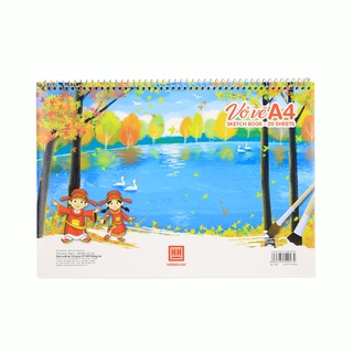 Vở Vẽ Hồng Hà 4927 – Khổ A4, 20 Tờ, Gáy Lò Xo, Giấy Một Mặt Sần, Màu Trắng Ngà