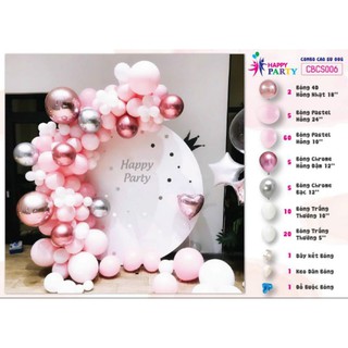 ( KÈM BƠM KEO ) SET BONG BÓNG TRANG TRÍ SINH NHẬT, SỰ KIỆN TÔNG MÀU HỒNG