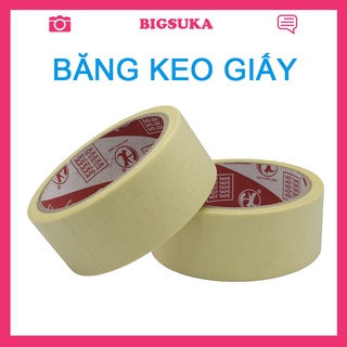 Băng keo giấy 2.4cm dùng cố định, dán viền, ghi chú lên thùng BIGSUKA