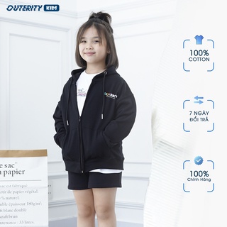 Áo khoác Hoodie zip trẻ em OuterityKids/ Đen/ Nỉ chân cua - ORK401