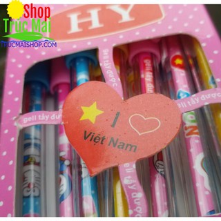 1 hộp Bút bi gell mực tím  tẩy được Doremon tôi yêu Việt Nam
