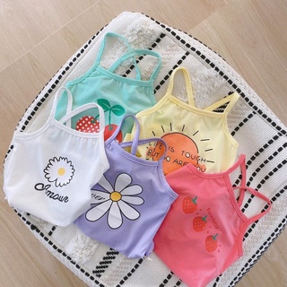 Áo Hai Dây Bé Gái, In Hình Dễ Thương, Màu[Xanh Lá,Vàng,Trắng,Tím,Hồng,Đen] Chất Liệu Thun Lạnh Thoáng Mát Size từ 8-25kg